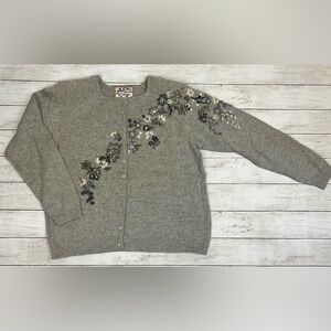 Vintage Tiara Heirloom Collectibles floral embroidered cardigan sweater, large